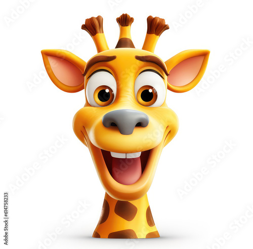 Cartoon giraffe mascot smiley face on white background