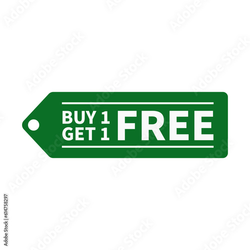 Buy One Get One Free In Green Color Hanging Tag Rectangle Shape For Business Sale
