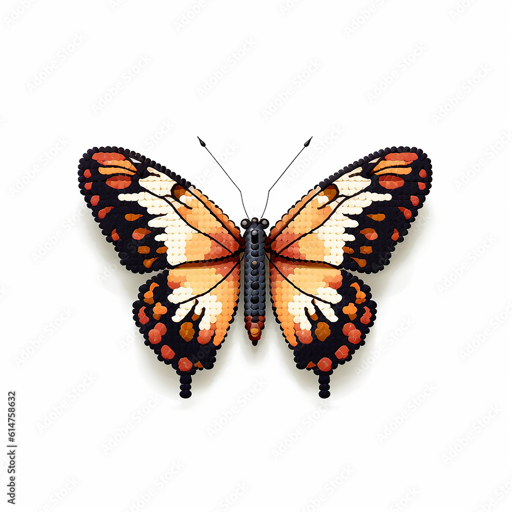 Obraz premium pixelated butterfly robot, futuristic animation, ai generated