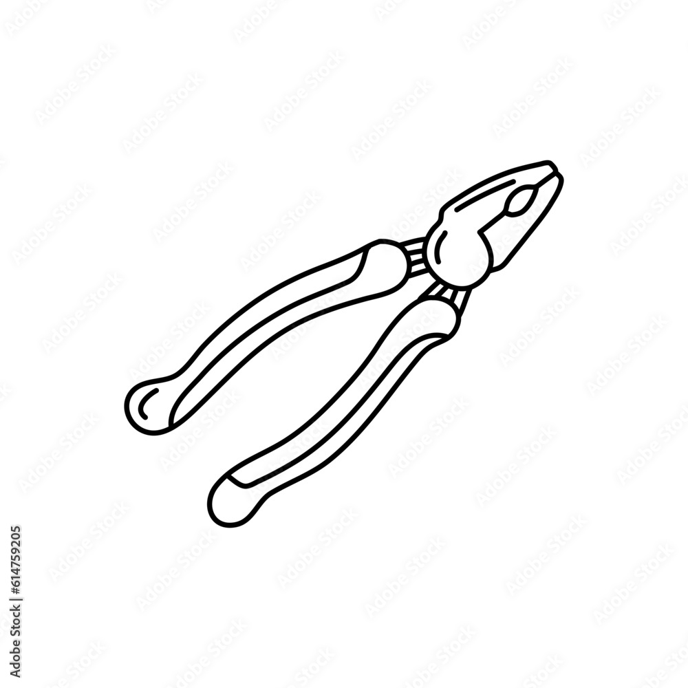 Plier doodle icon in vector. Hand drawn plier icon in vector Plier doodle icon in vector. Hand drawn plier icon in vector