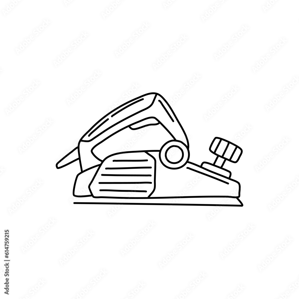 Electric hand planer icon in sketch style. Woodworking tool vector illustration. Electric hand planer icon in sketch style. Woodworking tool vector illustration.