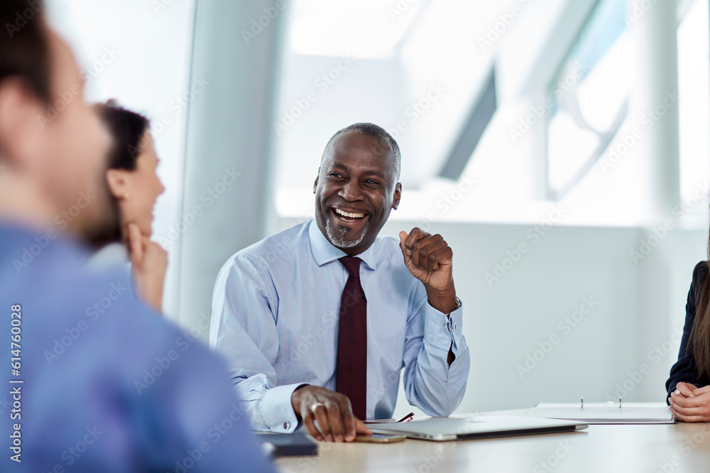 Laughing businessman enjoying meeting Laughing businessman enjoying meeting
