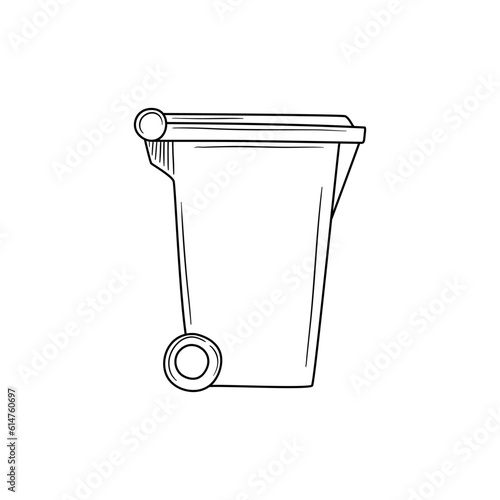 trash bin in doodle style. trash can vector sketch illustration