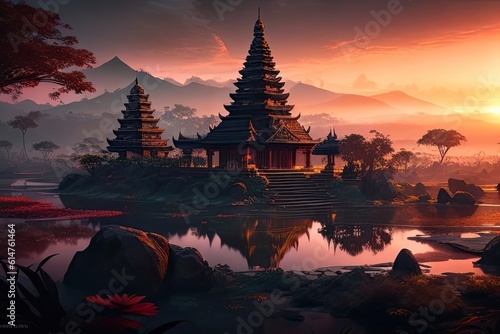 Sights of ancient civilizations, beautiful world landscape, generative ai, ai generated art	
