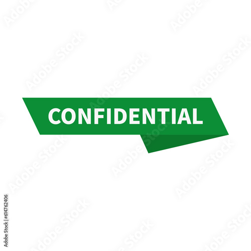 Confidential In Green Color Ribbon Rectangle Shape
