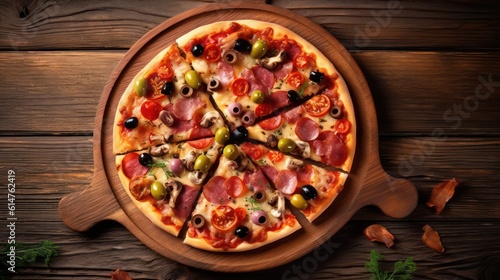 pizza on a wooden background