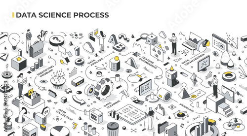 Data Science Process Isometric Illustration
