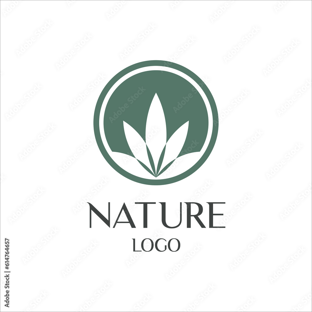 Natural cannabis leaf logo in circle vector Natural cannabis leaf logo in circle vector
