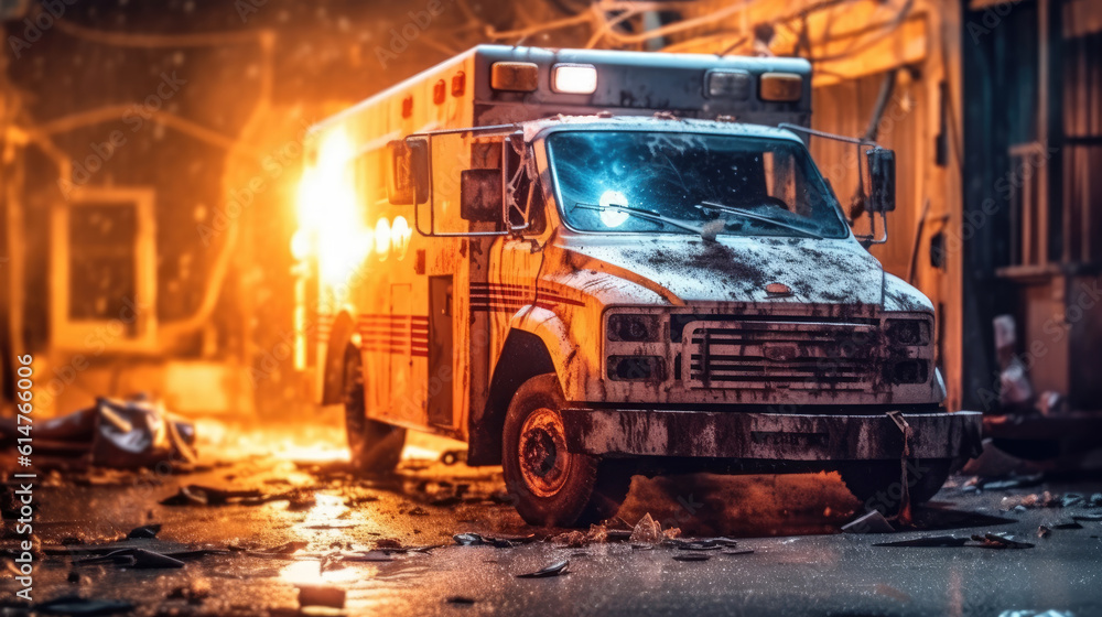 Ambulance damage due to an accident Ambulance damage due to an accident