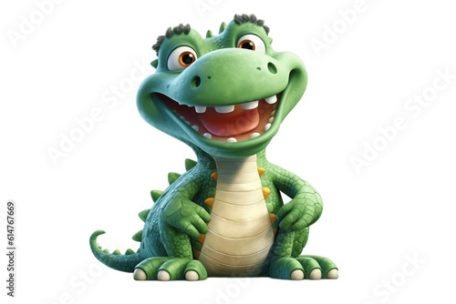 Cute Cartoon Alligator Character on Transparent Background. AI