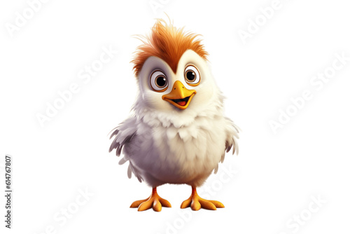 Adorable Cartoon Chicken Character on Transparent Background. AI