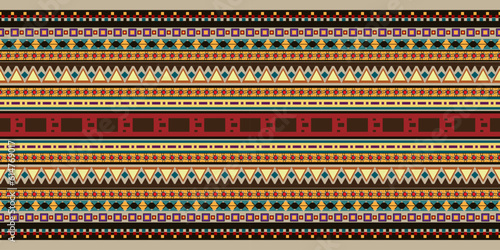 Seamless Kasuri pattern in triba,Gyp sy.Figure tribal embroidery.Indian,l.Aztec style abstract vector illustration.Ethnic stripe seamless pattern.textured ornament illustration,clothing and other.