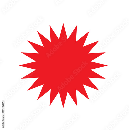 Retro star, sunburst. Red beams fireworks. Design element. Best for sale stickers, price tags, quality marks. Flat vector illustration