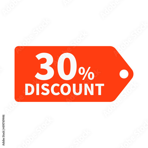 30 Discount In Orange Color Hanging Tag Shape For Promotion Sale
