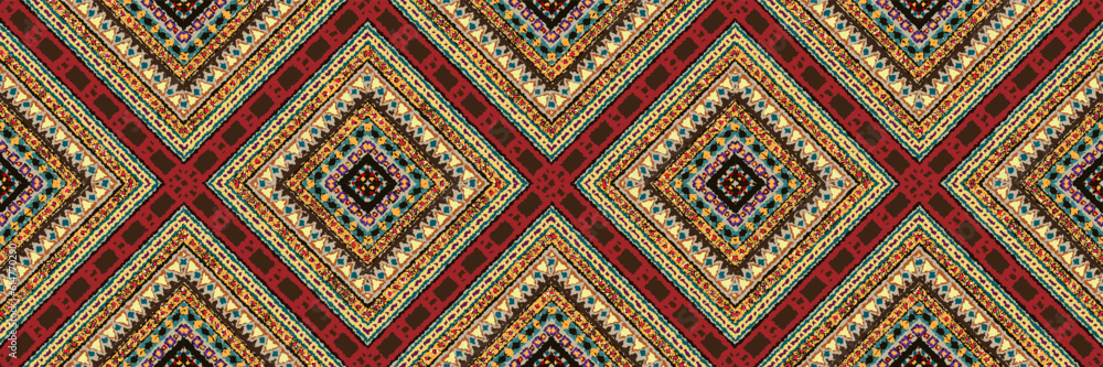 Seamless Kasuri pattern in triba,Gyp sy.Figure tribal embroidery.Indian,l.Aztec style abstract vector illustration.Ethnic stripe seamless pattern.textured ornament illustration,clothing and other.