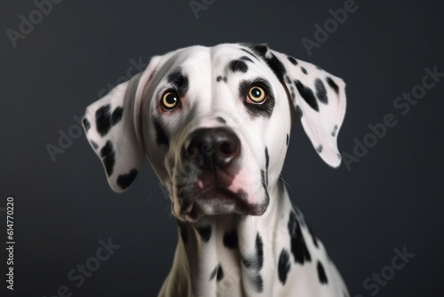 Surprised Dalmatian Dog Studio Portrait with Expressive Eyes. Generative AI ©  Creative_studio