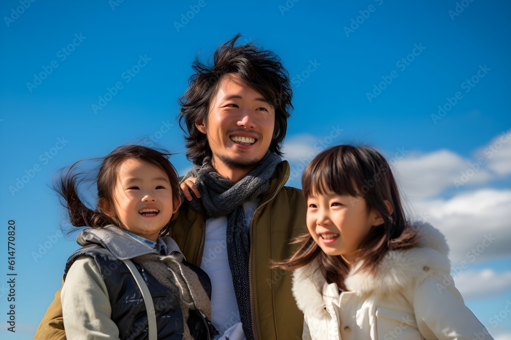 Fototapeta premium 青空と家族 with generative ai