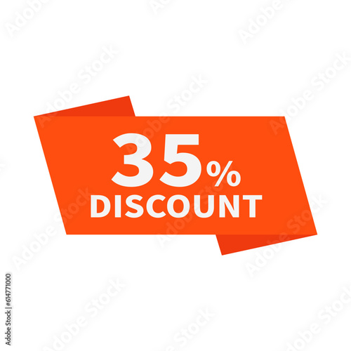 35 Discount In Orange Color Ribbon Rectangle Shape For Promotion Sale
