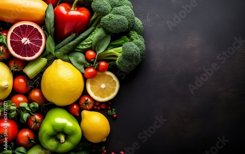 Assorted Fresh Produce on Table. Generative AI