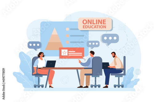 Online education. Character study remotely using internet, online