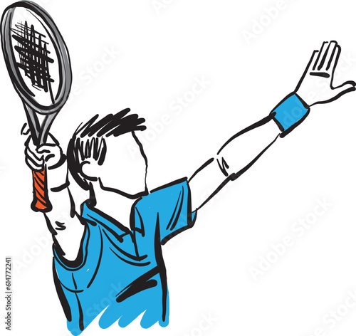tennis man player yelling victory happy sports concept vector illustration