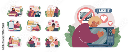 Reactionary or retrograde set. Neoconservatism movement. Traditional views