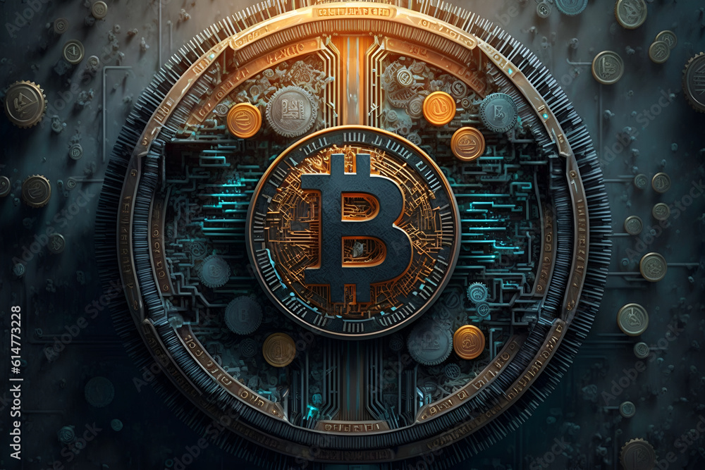 Ai generated illustration of digital crypto currency bitcoin Ai generated illustration of digital crypto currency bitcoin