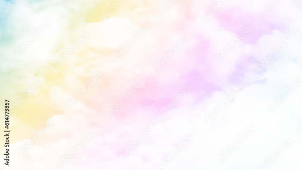 beauty sweet pastel yellow violet colorful with fluffy clouds on sky. multi color rainbow image. abstract fantasy growing light