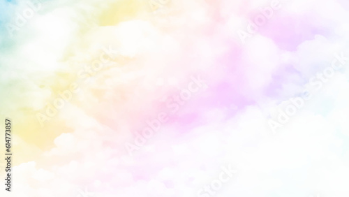 beauty sweet pastel yellow violet colorful with fluffy clouds on sky. multi color rainbow image. abstract fantasy growing light