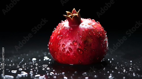 Realistic Pomegranate in Splash of Water