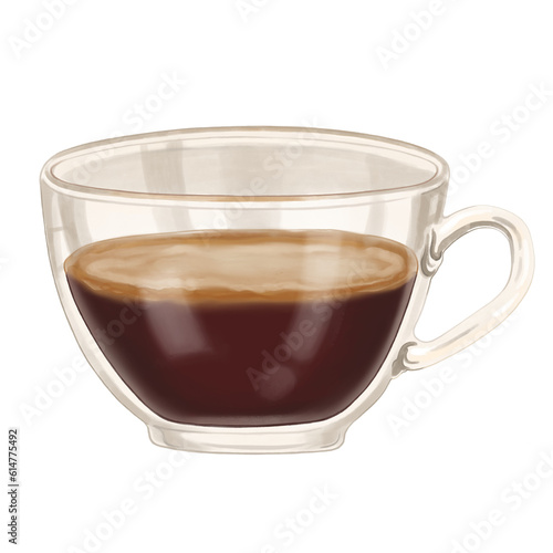 Hot coffee black coffee drink watercolor