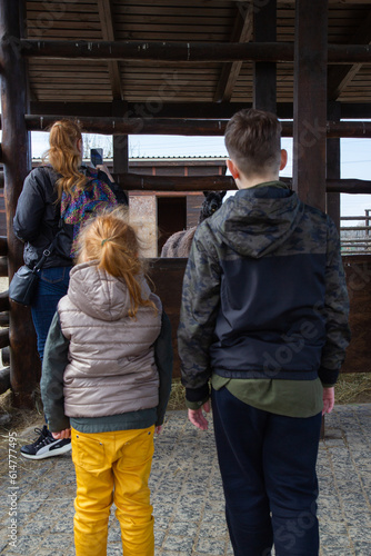 family walking in the street