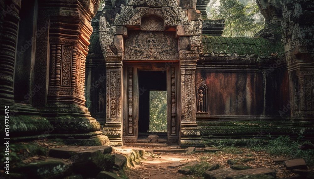 Ancient ruins of Angkor, a famous Khmer monument of spirituality generated by AI