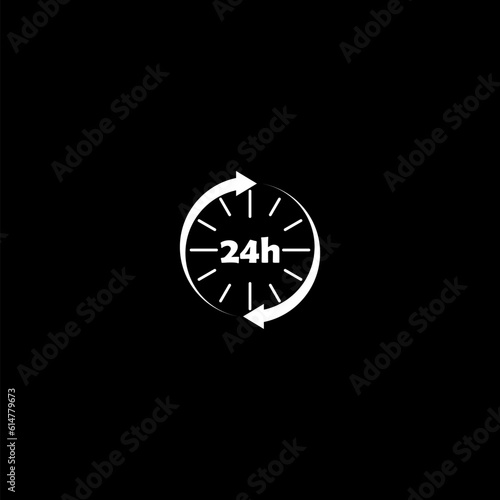 Open 24 hours arrow icon symbol isolated on dark background
