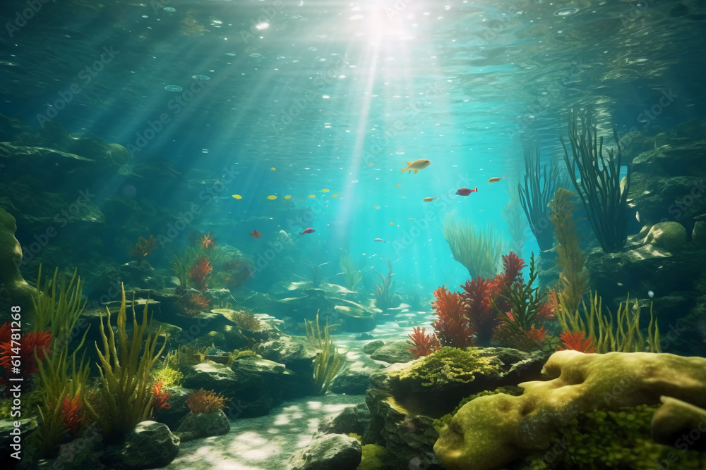 Underwater, no water in sight. AI generative Underwater, no water in sight. AI generative