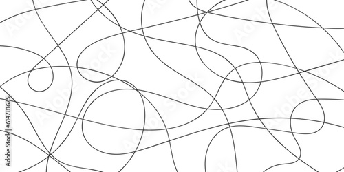 Scribbled white and black background, thin hand drawn lines. Complicated pattern, grunge tangled chaotic vector backdrop. Abstract scribble