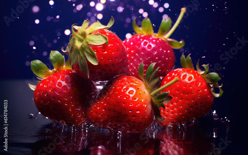 Fresh fruits and splashing water created with generative ai tecnology.