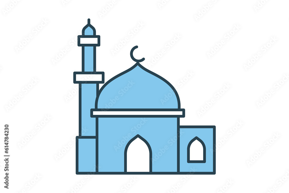 Mosque icon. Icon related to religion, building. Flat line icon style design. Simple vector design editable
