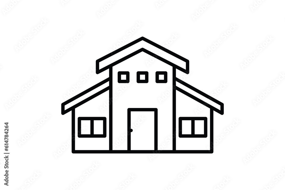 Mediterranean style house icon. Icon related to real estate, hotel, building. Line icon style design. Simple vector design editable