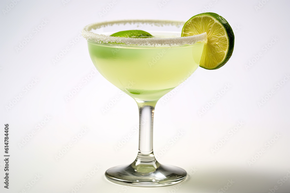 Margarita cocktail isolated on white background. AI generative. Margarita cocktail isolated on white background. AI generative.