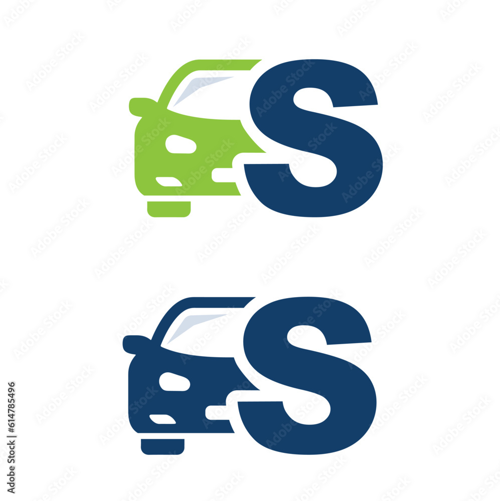 Car with letter S, vector, logo, template. Alphabet label symbol for branding and identity. Car with letter S, vector, logo, template. Alphabet label symbol for branding and identity.