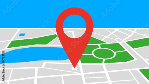 Map icon with pin gps vector flat and location marker pointer place, concept of road trip direction position symbol, travel destination trip point, city street navigator image