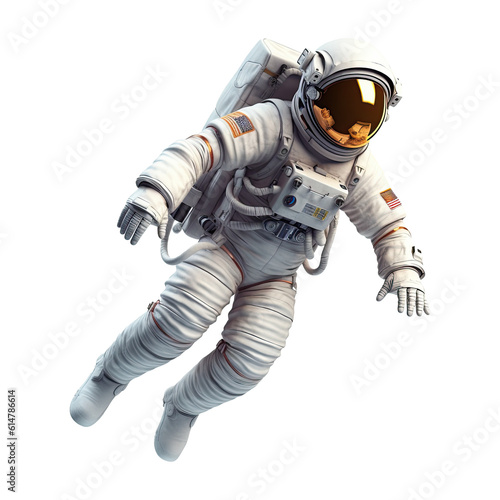 3D Astronaut character in space on transparent background. Generative AI