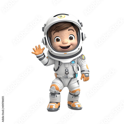 3D cute cartoon astronaut character on transparent background. Generative AI © 7AM