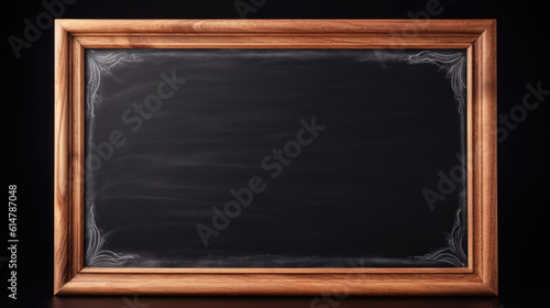 a black school board with a wooden frame. Generative AI © jr-art
