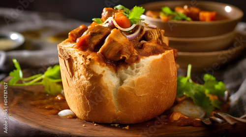 Delicious South African Durban Pork Bunny Chow photo