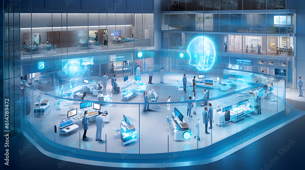 Futuristic healthcare room at modern hospital. AI generated Futuristic healthcare room at modern hospital. AI generated