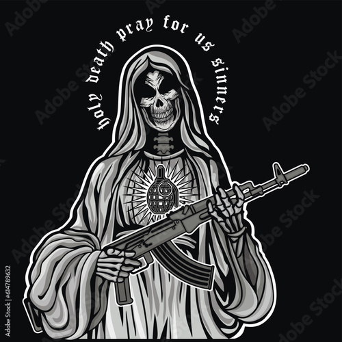 Holy Death, skeleton, grunge vintage design t shirts