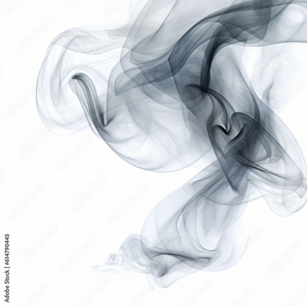 Fototapeta premium billowing cloud of gray smoke gracefully floats against a pristine white backdrop
