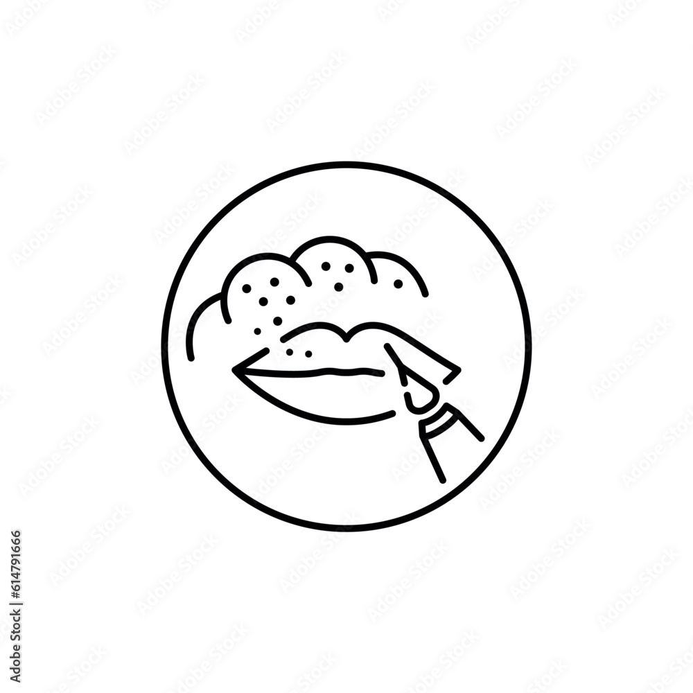 Permanent makeup line icon. Powder lips icon. Microblading , tattoo machine , tattoo artist icon. Vector illustration Permanent makeup line icon. Powder lips icon. Microblading , tattoo machine , tattoo artist icon. Vector illustration